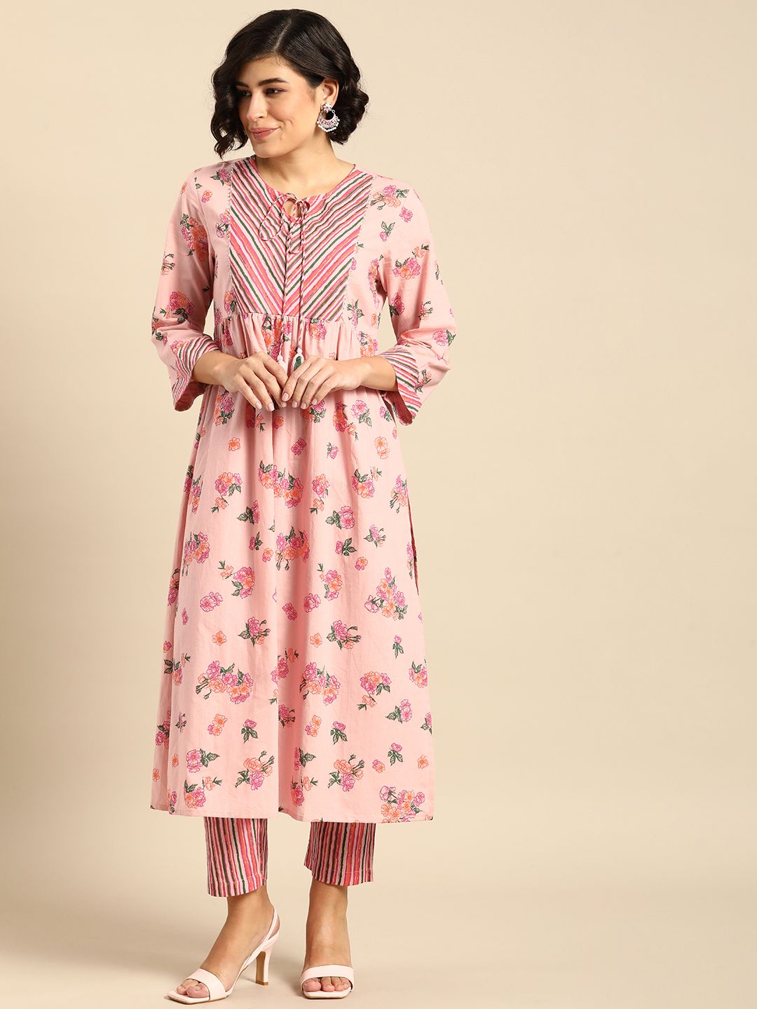 Anouk Women Pure Cotton Printed Regular Kurta With Trousers