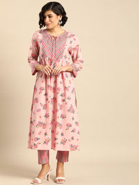 Anouk Women Pure Cotton Printed Regular Kurta With Trousers