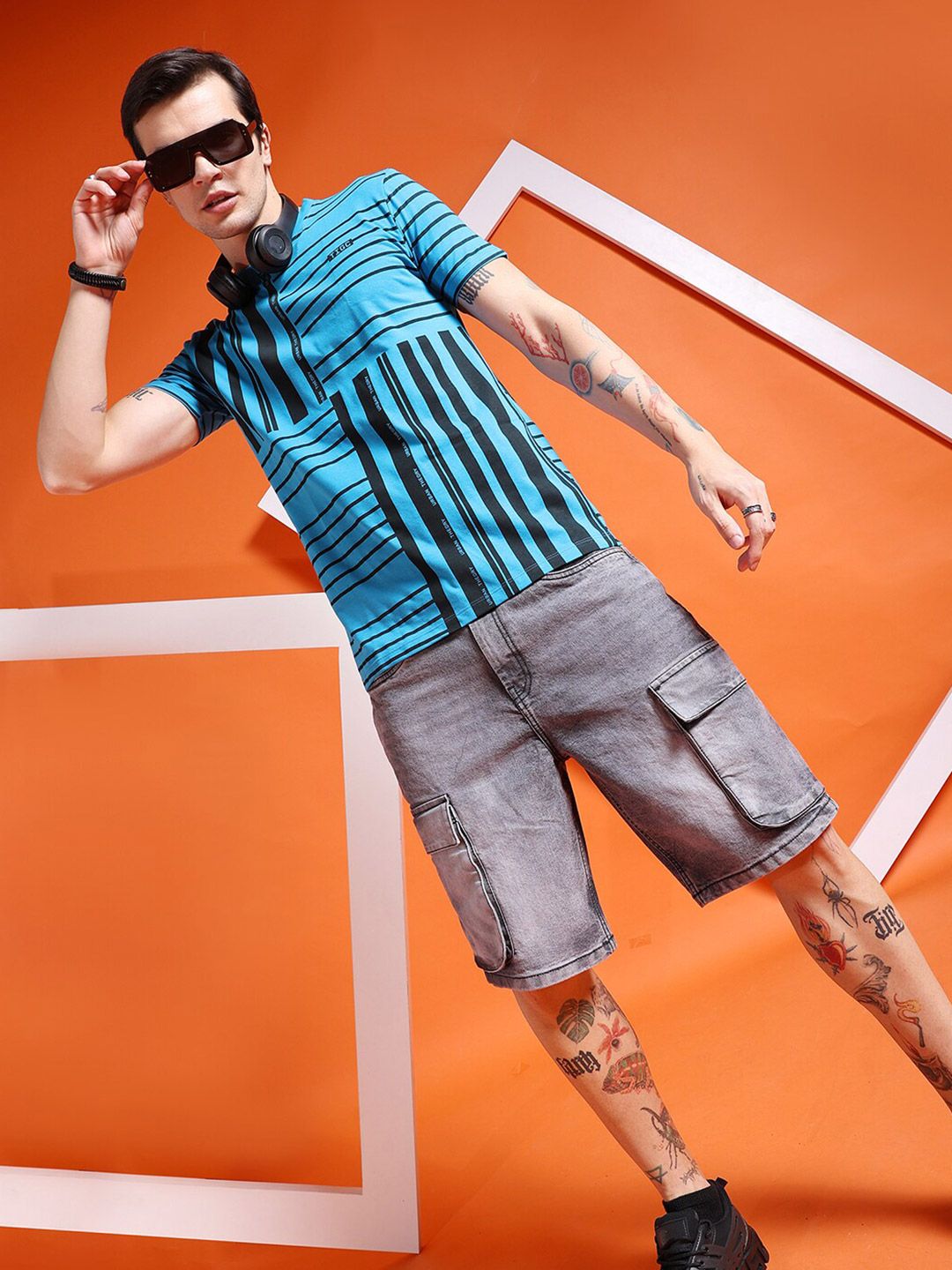 The Indian Garage Co Geometric Printed Round Neck T-shirt
