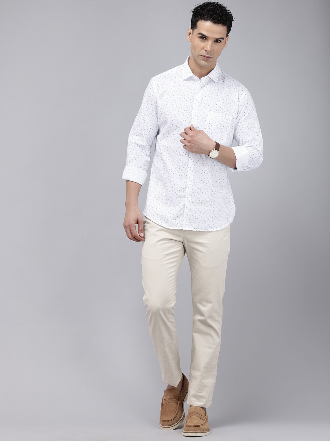 Park Avenue Slim Fit Opaque Geometric Printed Pure Cotton Casual Shirt