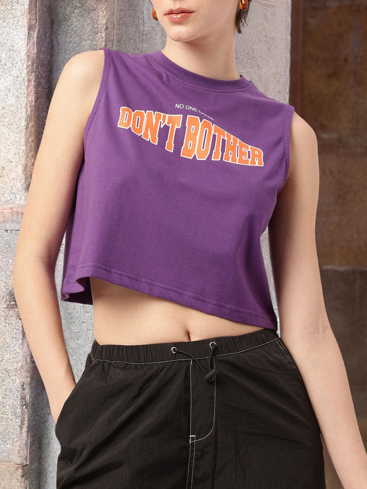 DressBerry Cute Chic Printed Sleeveless Crop T-Shirt