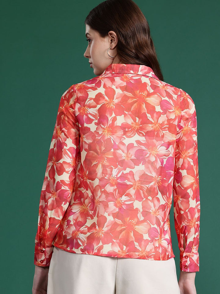 DressBerry Semi Sheer Printed Casual Shirt