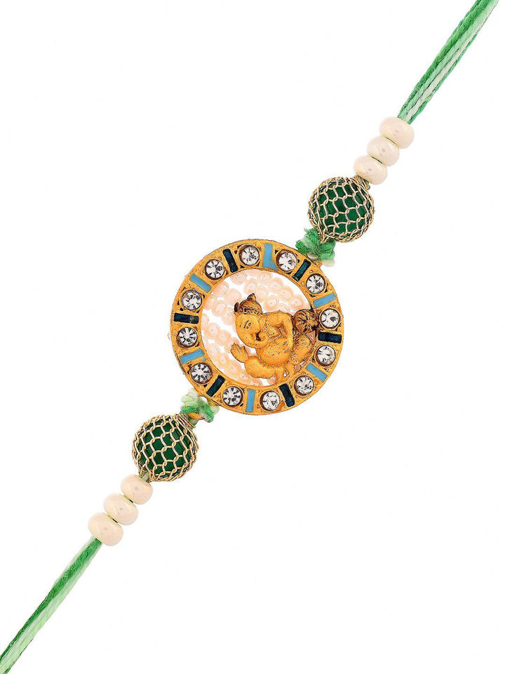 Voylla Men Lord Ganesh Pearl Beaded Rakhi