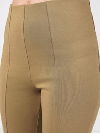 SASSAFRAS Women Beige Slim Fit Bootcut Trousers