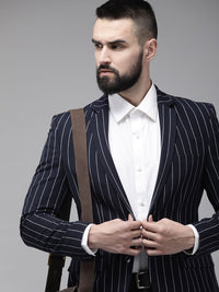 Park Avenue Striped Single Breasted Formal Blazer