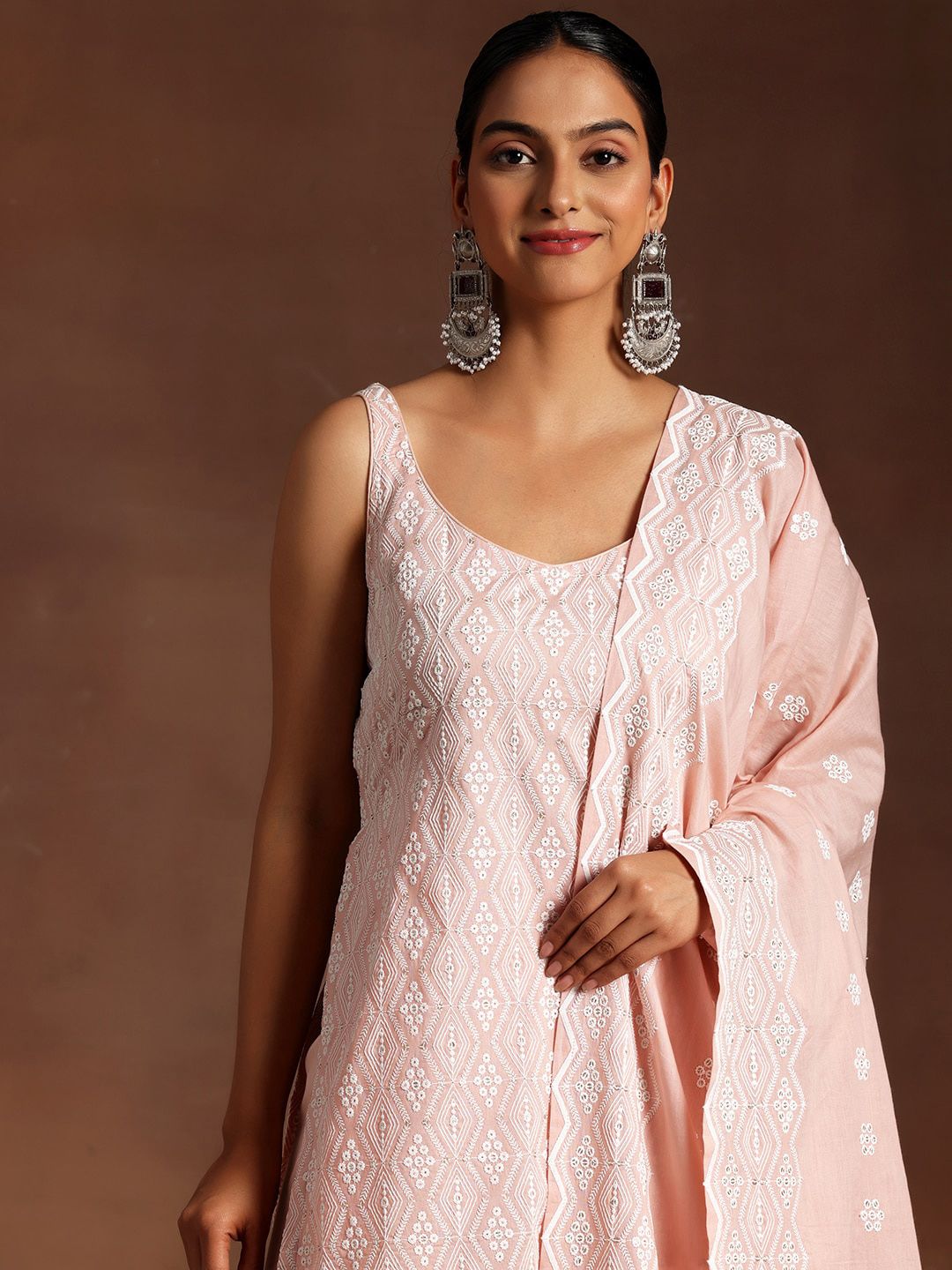 Libas Ethnic Motifs Embroidered Sequinned Pure Cotton Kurta with Sharara & Dupatta