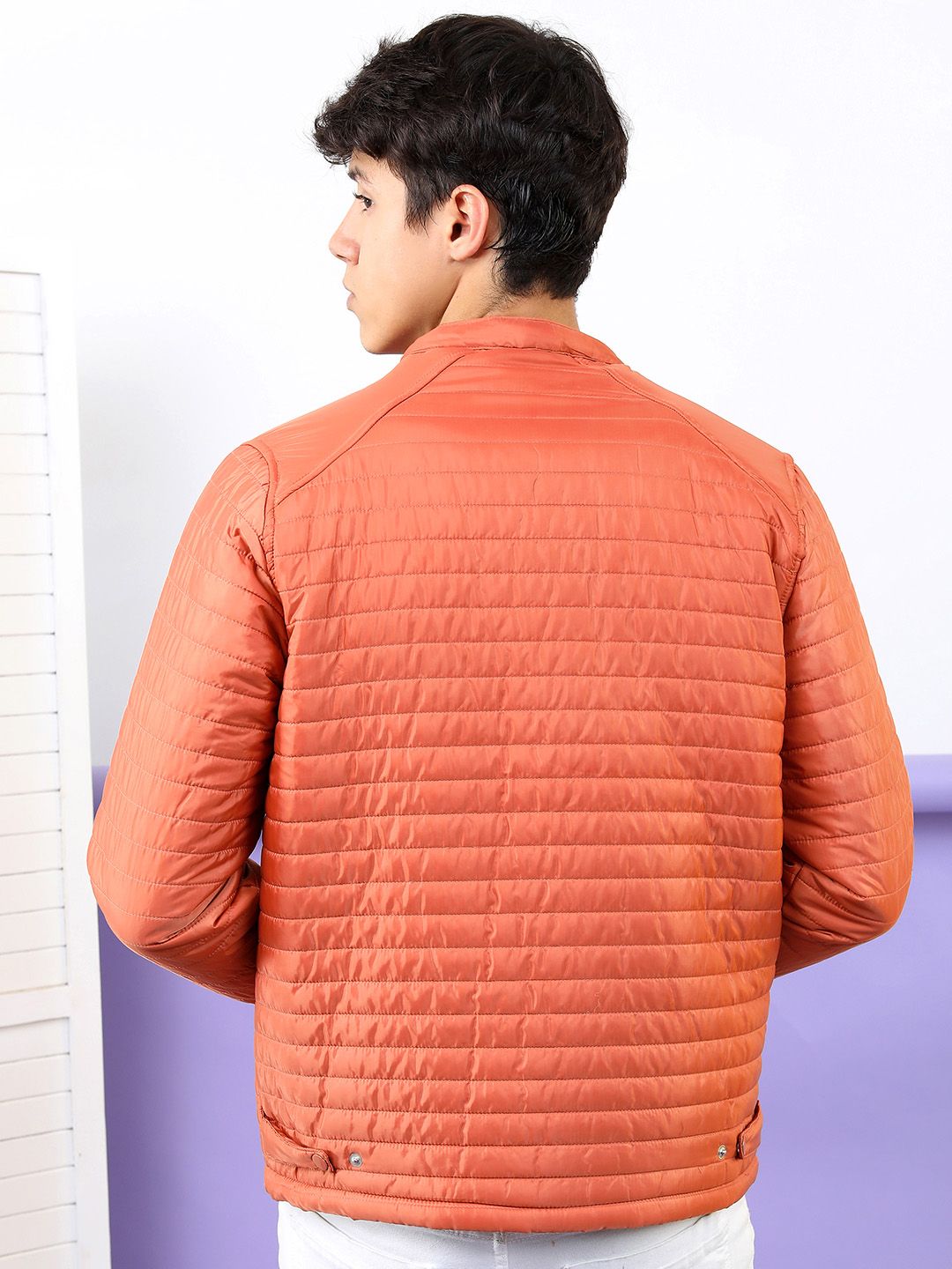 HIGHLANDER Men Rust Striped Padded Jacket
