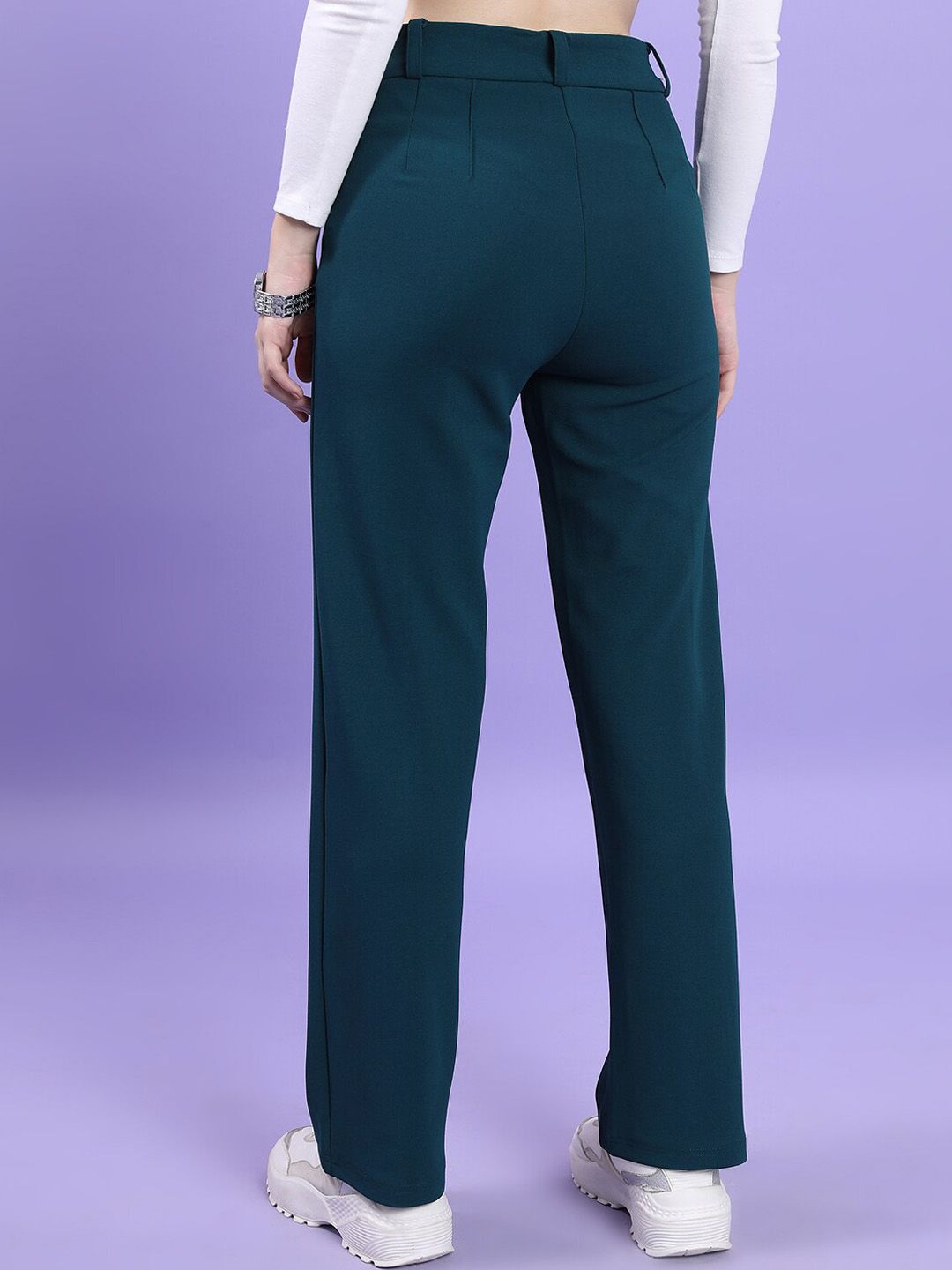 CHIC BY TOKYO TALKIES Women High-Rise Straight Fit Trousers