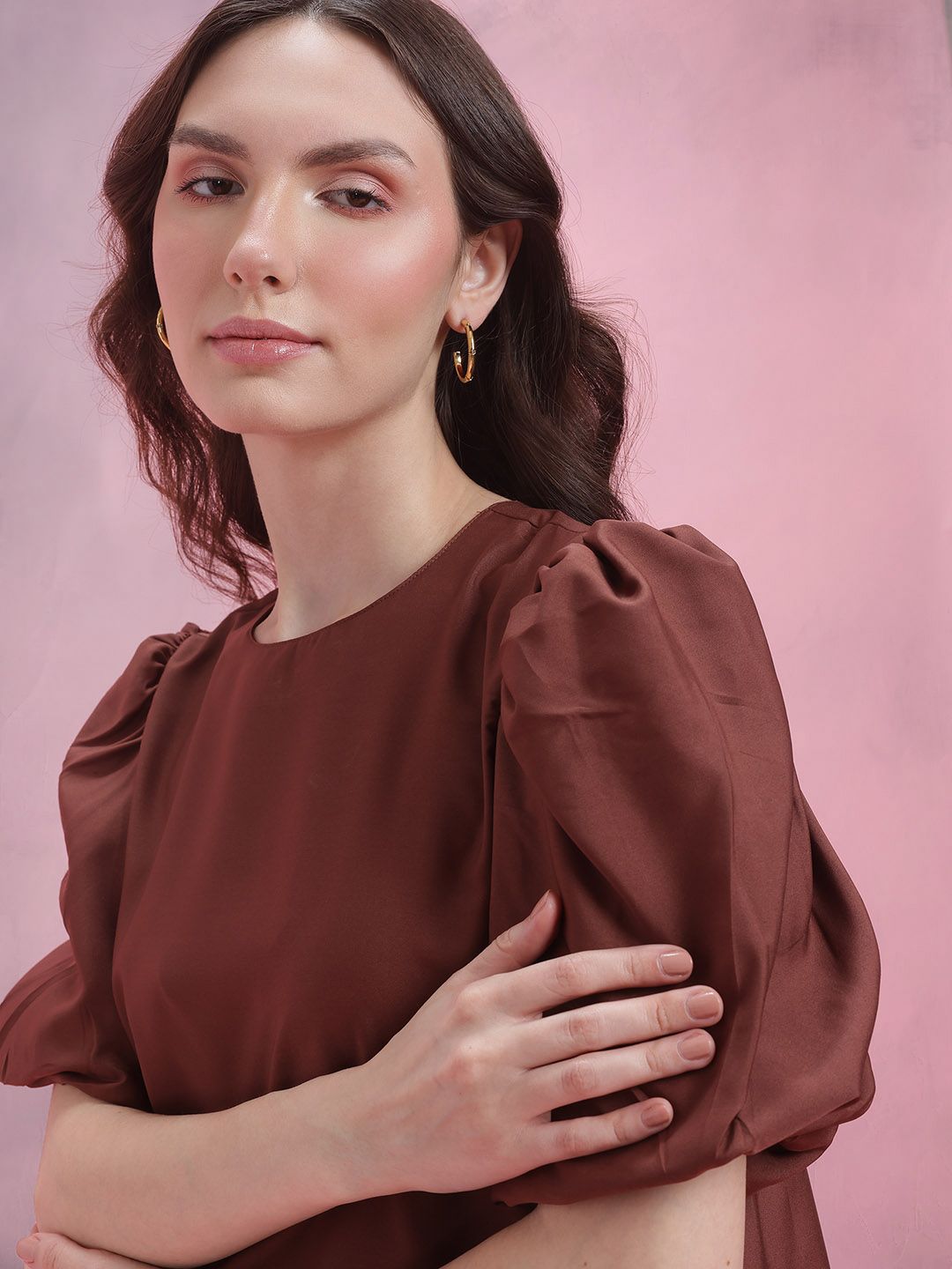 DressBerry Puff Sleeves Sheath Mini Dress