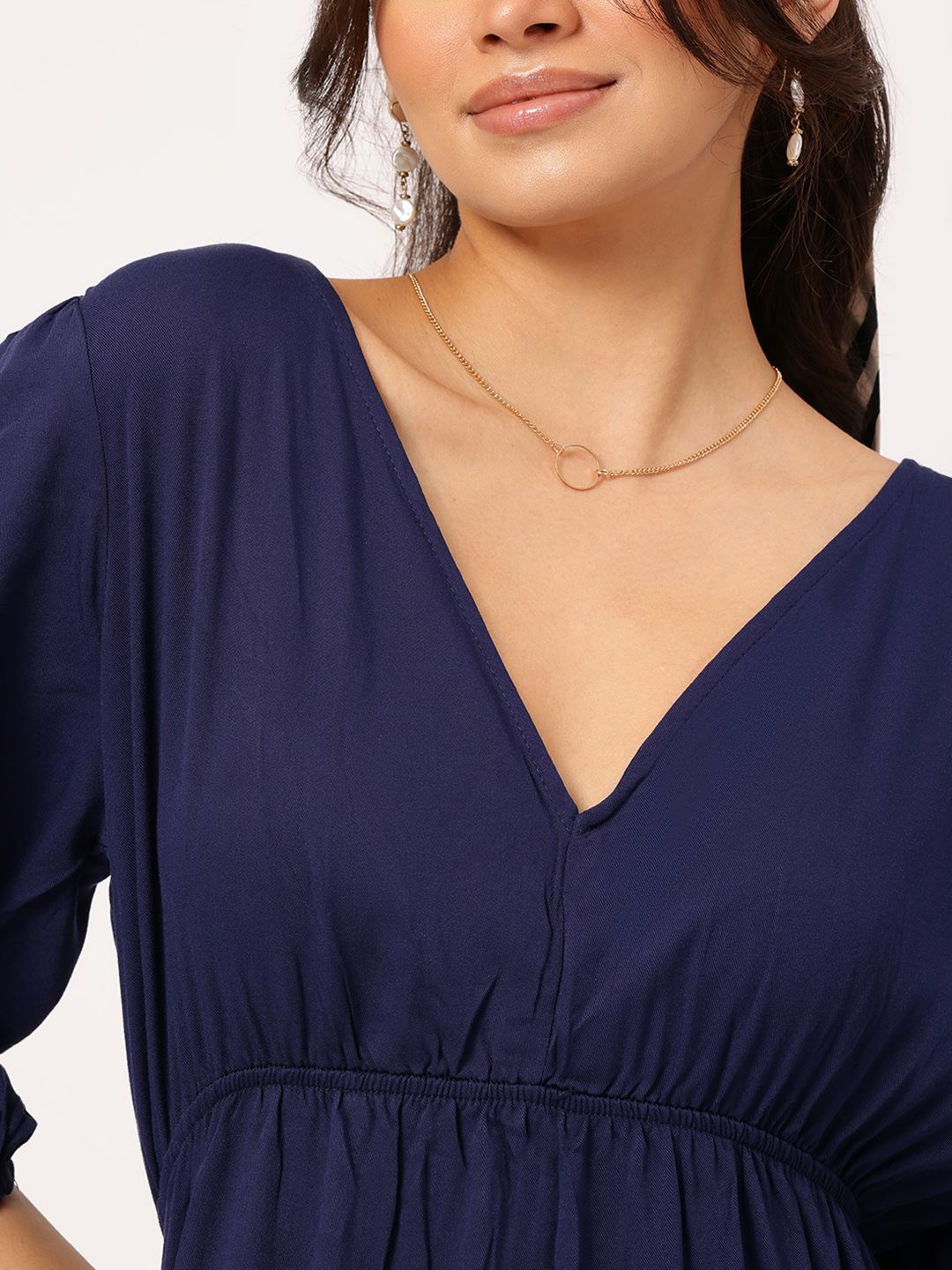 DressBerry Puff Sleeve Tie-Up Detail Sheath Midi Dress