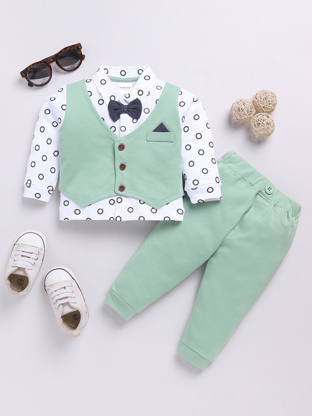 Moms Love Boys Boys Dicetak Baju Kapas Murni dengan Joggers