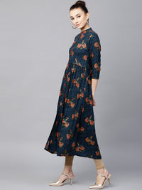 Gerua By Libas Women Blue  Maroon Tabla Printed A-Line Kurta