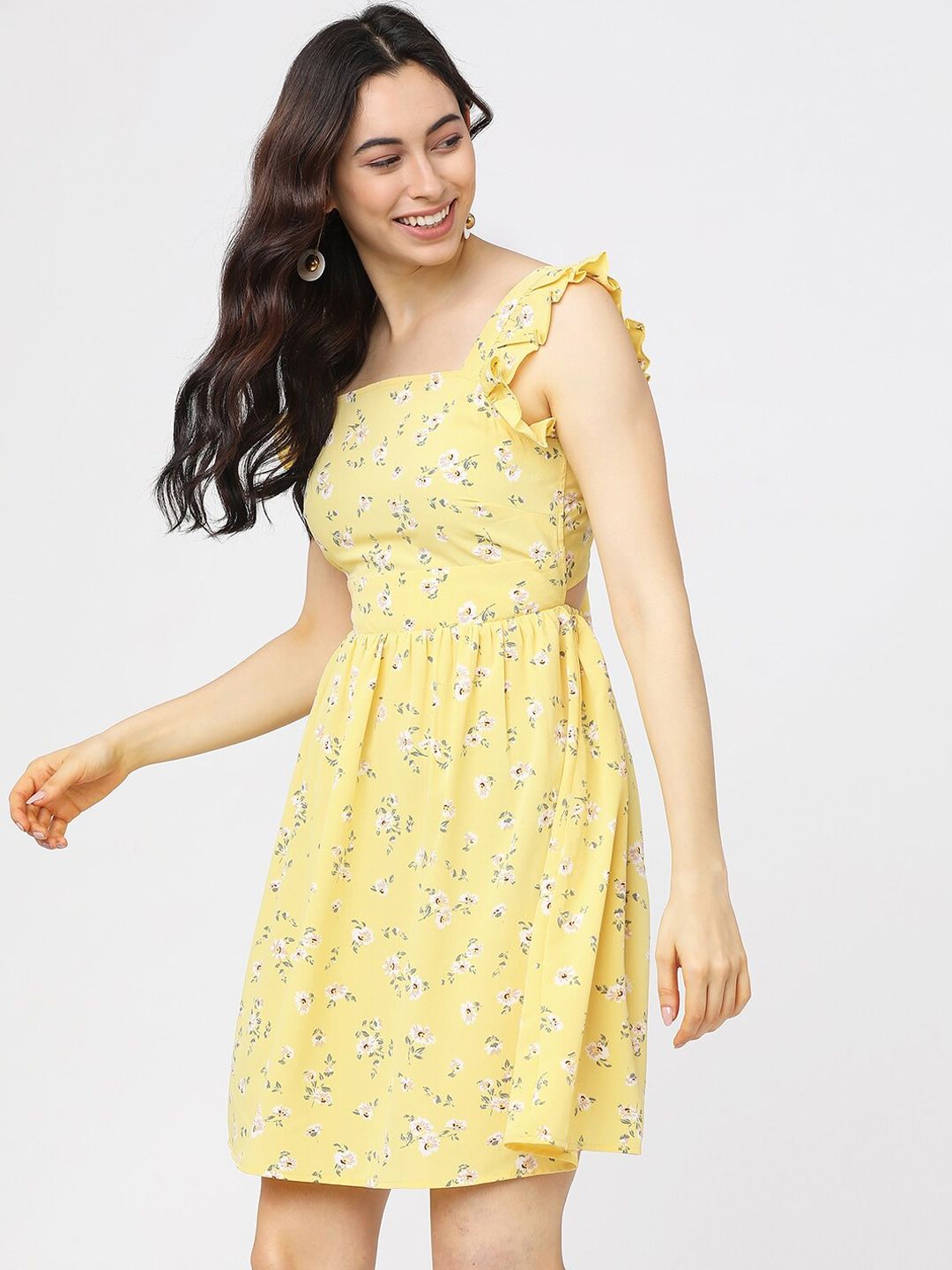 Tokyo Talkies Yellow Floral Dress