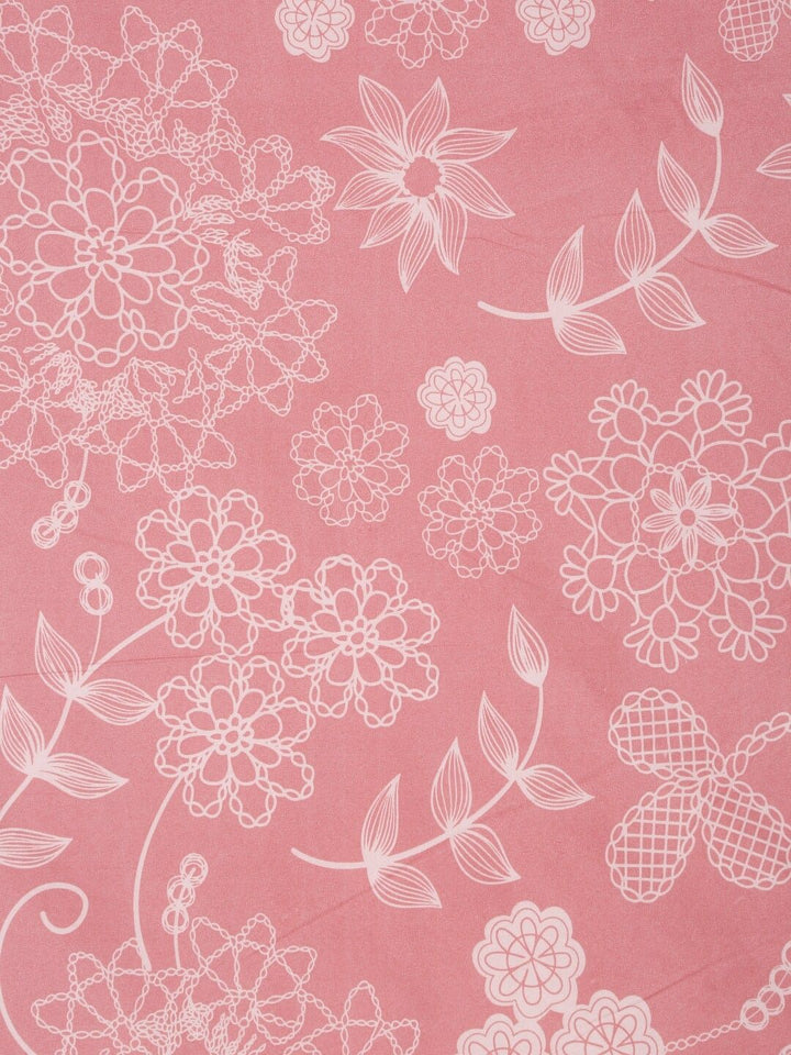 Cortina Rose & White Floral Microfiber AC Room Reversible Double Bed Dohar