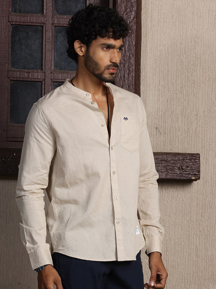 Thomas Scott Premium Cotton Linen Slim Fit Opaque Casual Shirt