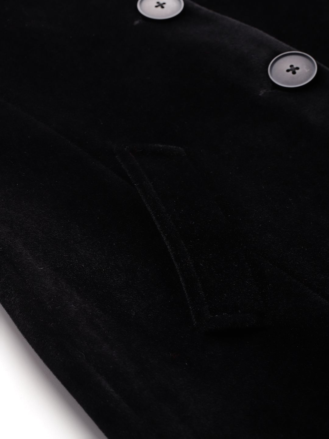 Semua Mengenai Anda Velvet Finish Stand Collar Longline Overcoat
