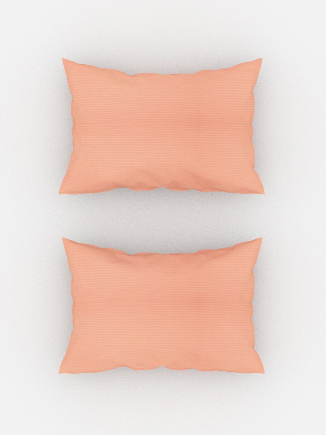 TEAL BY CHUMBAK Peach-Coloured Striped Satin 210 TC Queen Bedsheet With 2 Pillow Covers