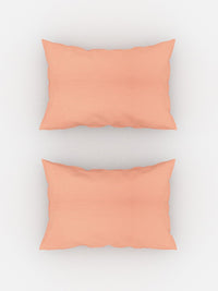 TEAL BY CHUMBAK Peach-Coloured Striped Satin 210 TC Queen Bedsheet With 2 Pillow Covers