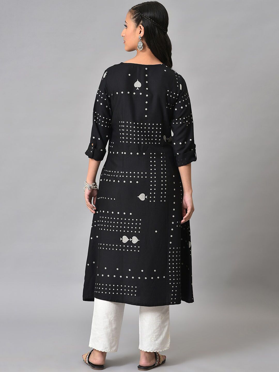 W Women Geometric Printed Anarkali Kurta