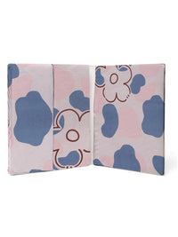 KLOTTHE Pink Floral Polycotton 300 TC Fitted King Fine Bedsheet with 2 Pillow Covers-96 x 89 inches