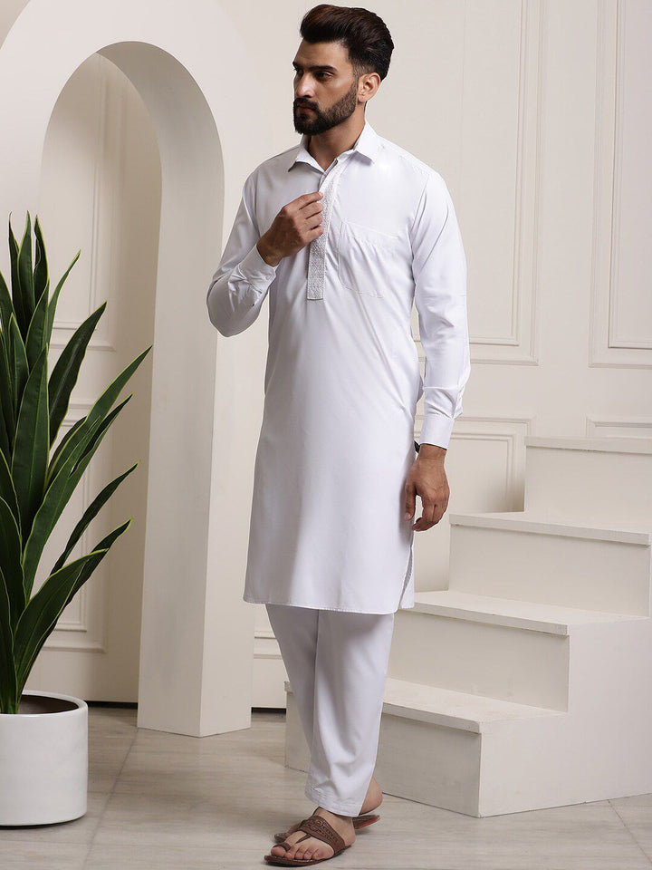 SOJANYA Shirt Collar Pure Cotton Pathani Kurta With Salwar