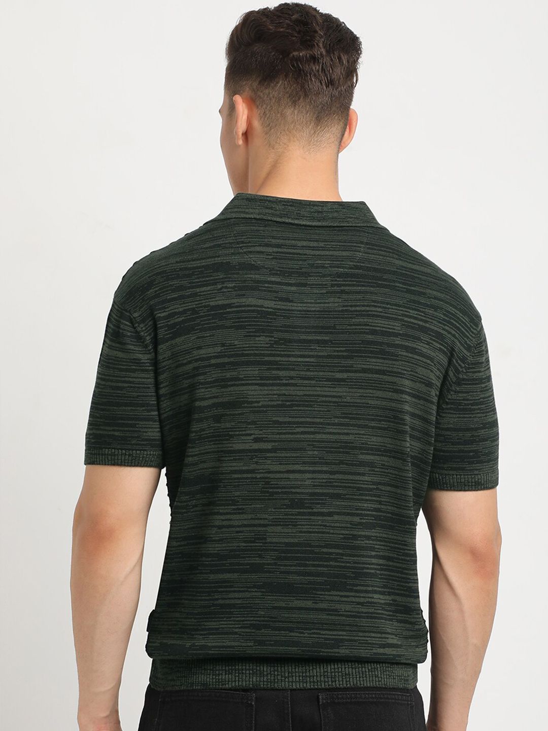 THE BEAR HOUSE Striped Polo Collar Short Sleeves Cotton T-shirt