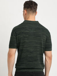 THE BEAR HOUSE Striped Polo Collar Short Sleeves Cotton T-shirt