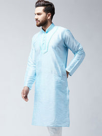 SOJANYA Men Turquoise Blue Woven Design Straight Kurta