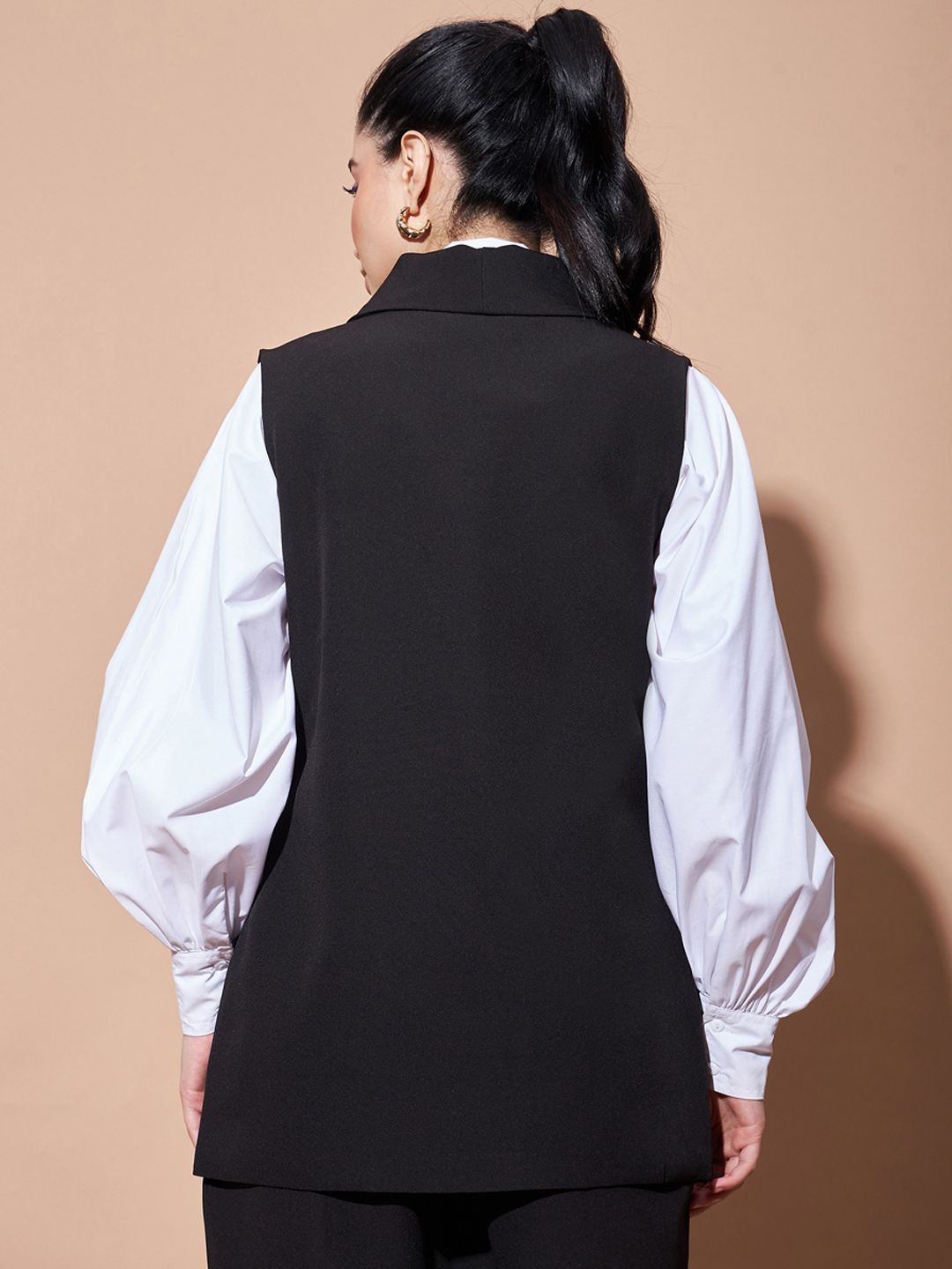 SASSAFRAS BASICS Comfort-Fit Shawl Collar Double-Breasted Longline Casual Blazer
