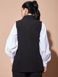 SASSAFRAS BASICS Comfort-Fit Shawl Collar Double-Breasted Longline Casual Blazer