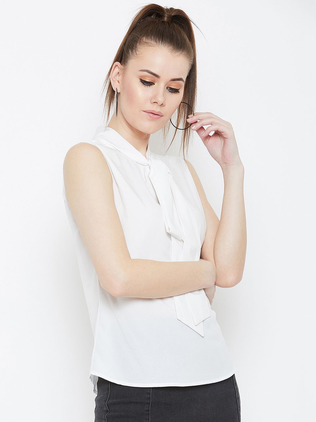 Berrylush Women White Solid Top