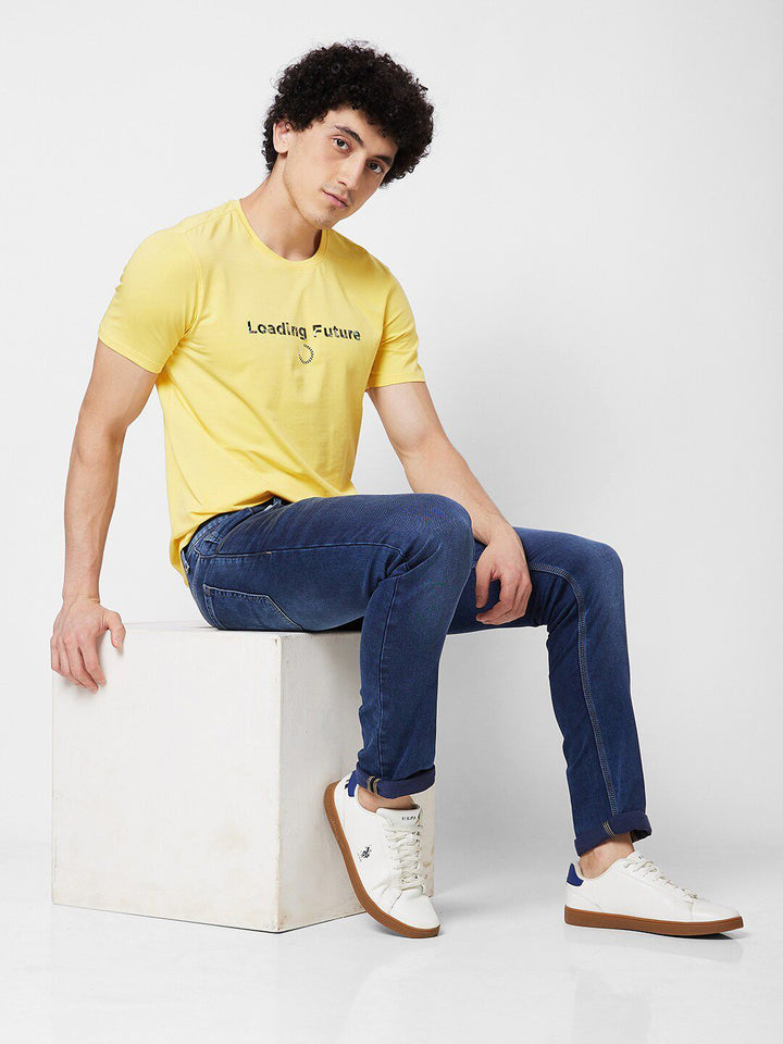 SPYKAR Typography Printed Cotton Slim Fit T-shirt