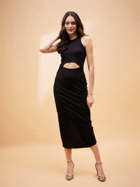 SASSAFRAS BASICS Cutout Bodycon Midi Dress