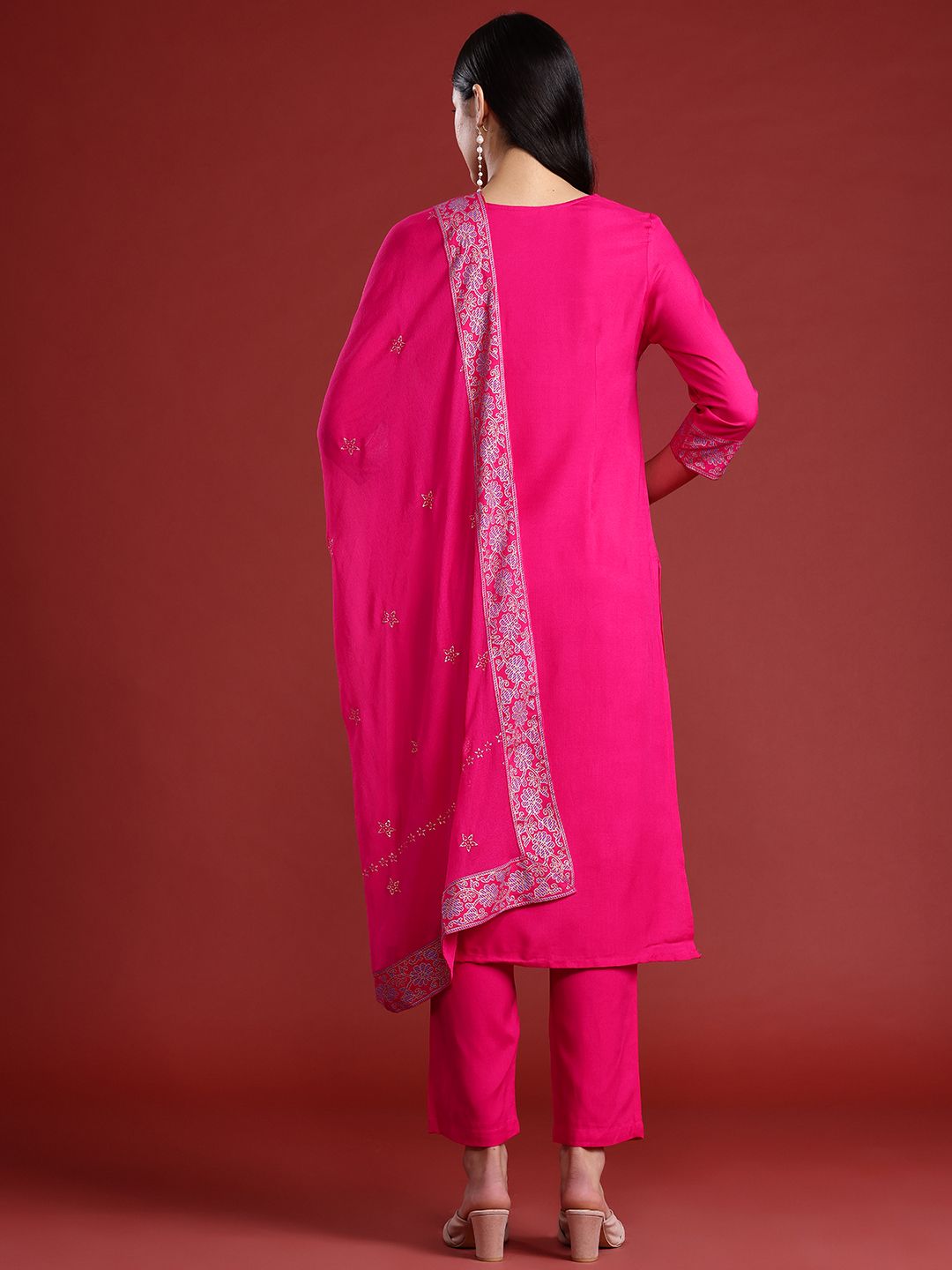 Anouk Ethnic Printed Kurta Set With Dupatta