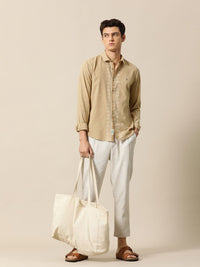 Mr Bowerbird Men Brown Printed Tailored Fit Selvedge Casual Shirt