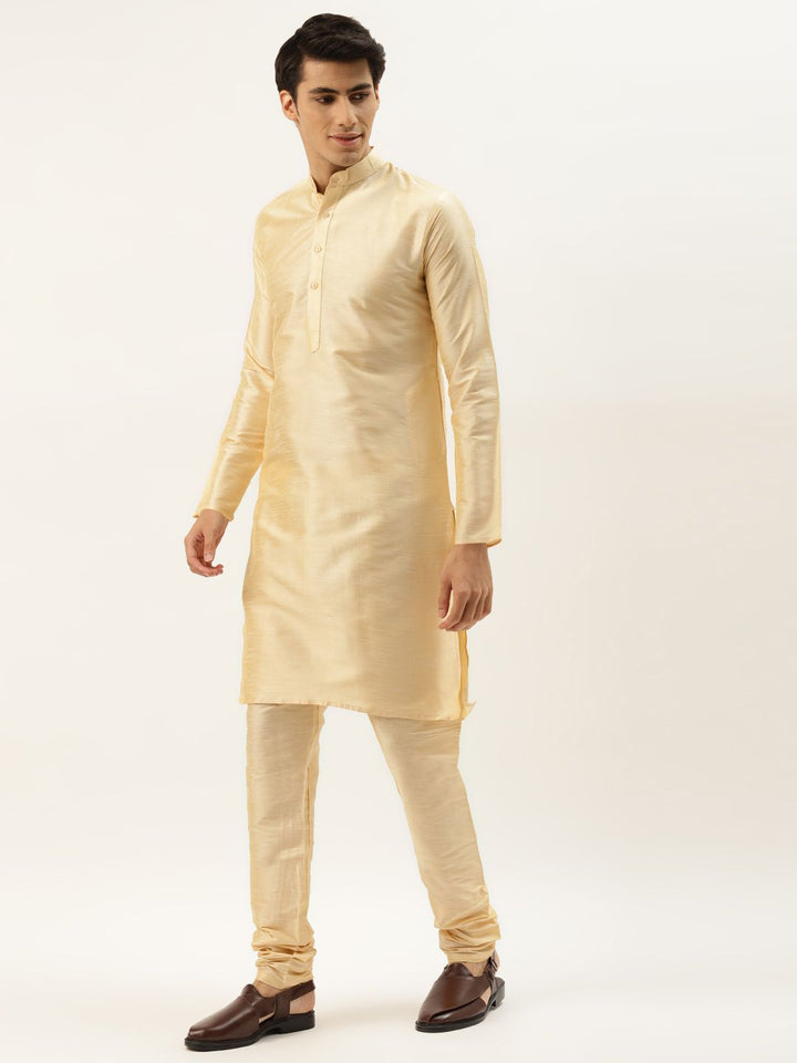 SOJANYA Men Beige & Blue Kurta with Churidar
