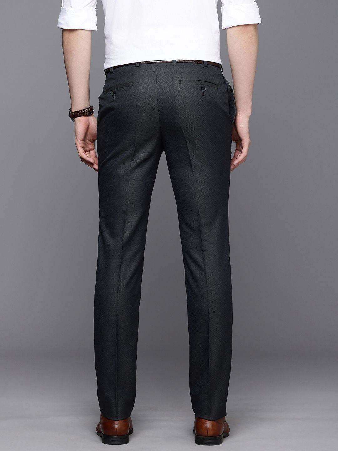 Raymond Men Textured Slim Fit Formal Trousers