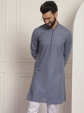 SOJANYA Men Grey Ethnic Motifs Embroidered Chikankari Kurta
