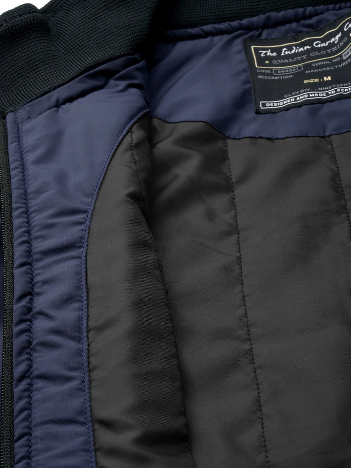 The Indian Garage Co Men Blue Solid Biker Jacket