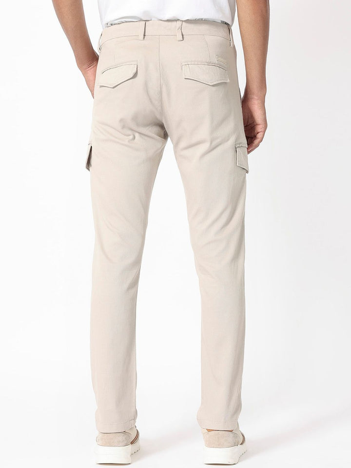 RARE RABBIT Men Curo Slim Fit Mid-Rise Plain Cotton Trouser