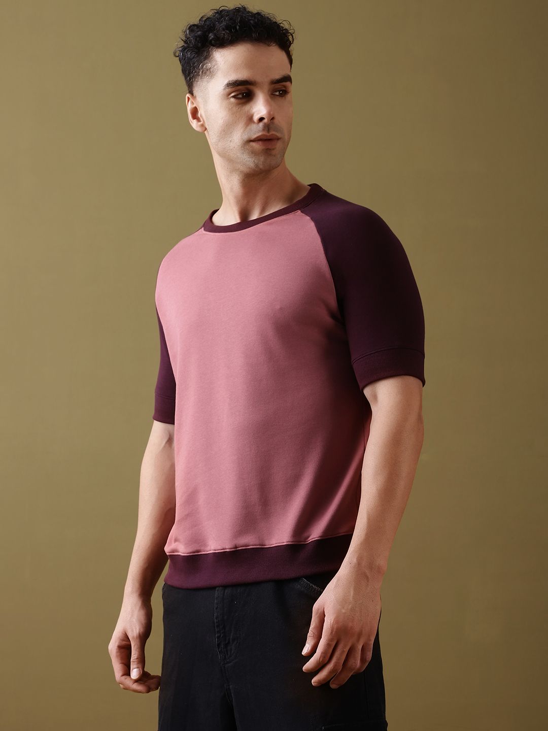 DILLINGER Men Colourblocked Ultra Soft Drapey Cotton Raglan T-Shirt