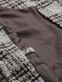 all about you Women Brown White Checked Open Front Jacket