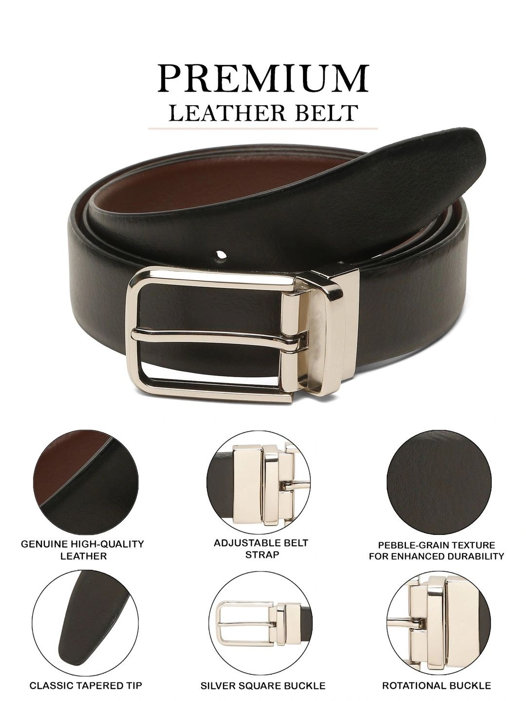 Teakwood Leathers Men Leather Reversible Formal Belt