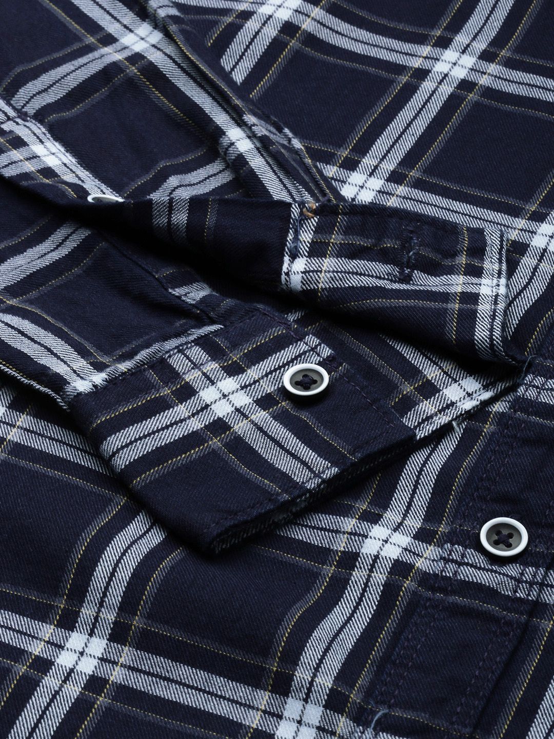 The Indian Garage Co Men Navy Blue Checked Casual Shirt