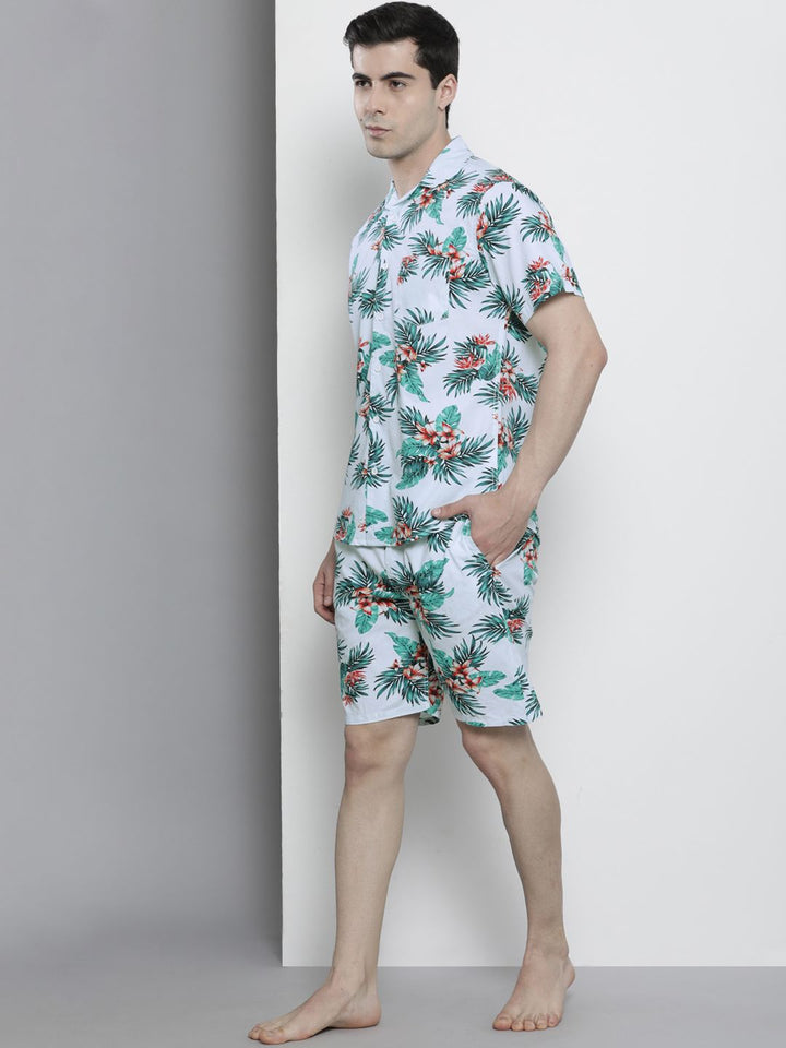 The Indian Garage Co Men Tropical Printed Pure Cotton Night suit