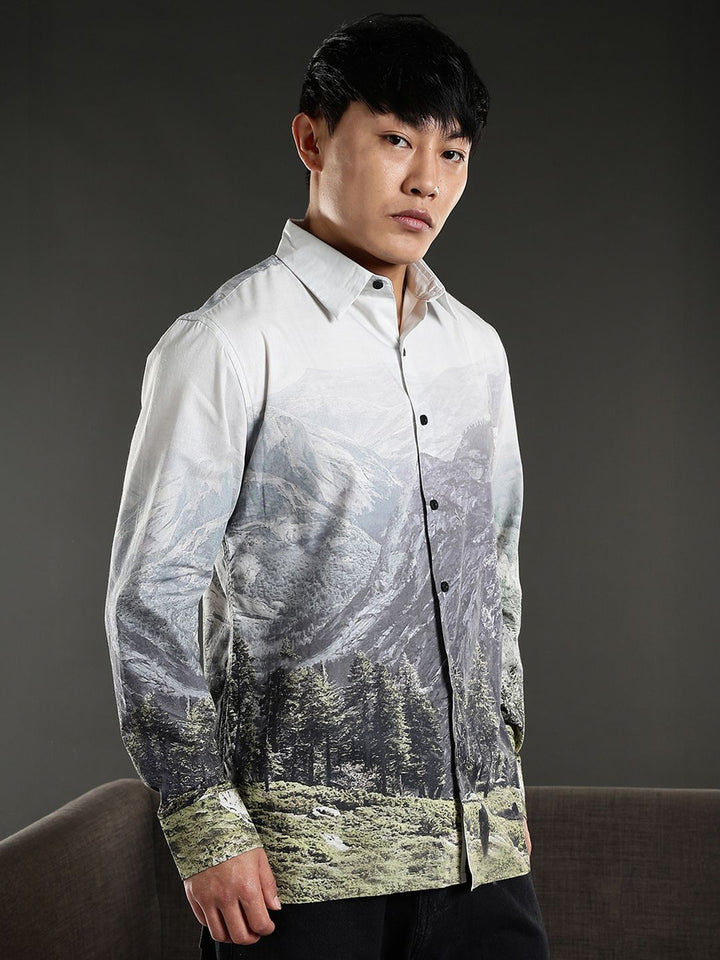 Eszett Abstract Printed Spread Collar Pure Cotton Casual Shirt