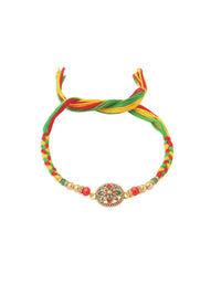 Set Uniseks NVR 2 Rakhi Bunga Batu Tiruan Berbilang Warna Dengan Roli Chawal