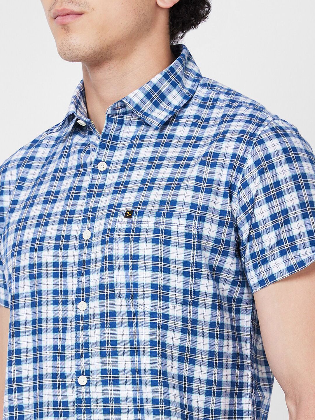 SPYKAR Tartan Checked Spread Collar Cotton Opaque Casual Shirt