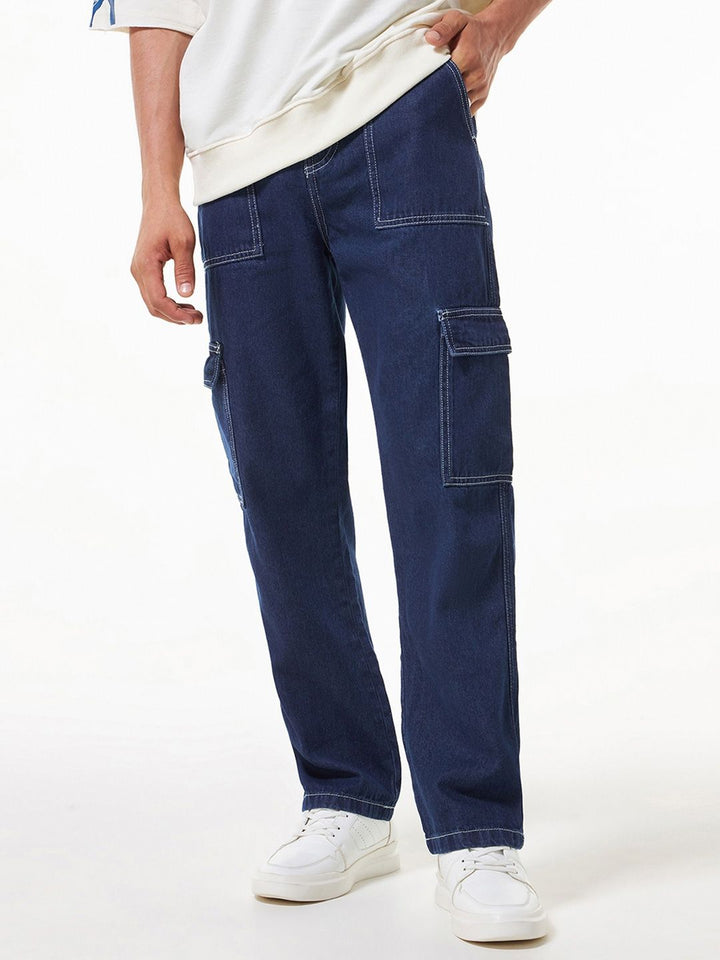 Bewakoof Men Pure Cotton Baggy Cargo Jeans