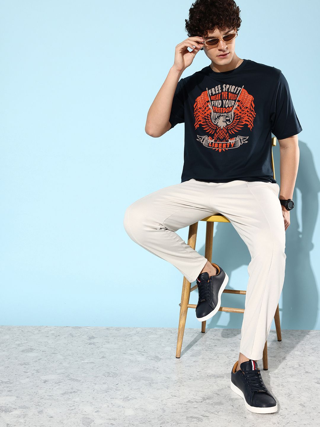 Difference of Opinion Men Printed Pure Cotton Oversize T-shirt
